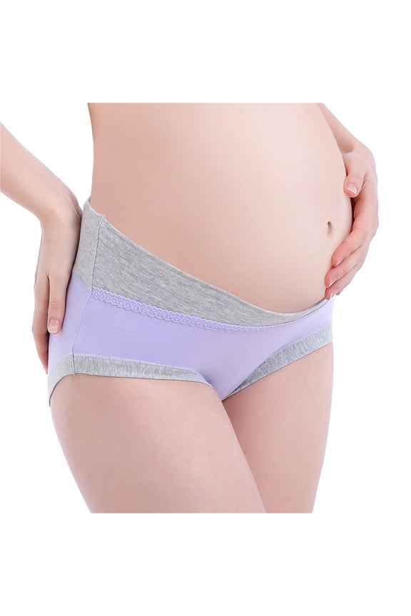High Waist Maternity Underwear Soft Pregnancy Panties for Comfortable Postpartum Belly Support Purple L
