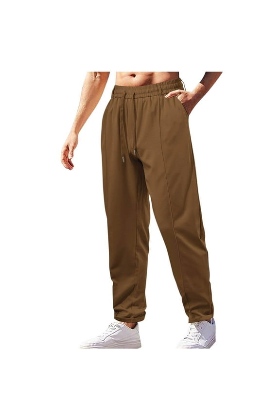 High Waist Men Pants Trousers with pockets Drawstring Pantalones para Hombres pants Straight Trousers Comfort