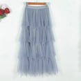 thumbnail image 1 of High Waist Midi Skirt for Women A-Line Pleated Skirts Women's Casual Irregular Cake Skirt Skirt Women's Mid-length High-waisted Gauze Skirt,Blue,S, 1 of 7
