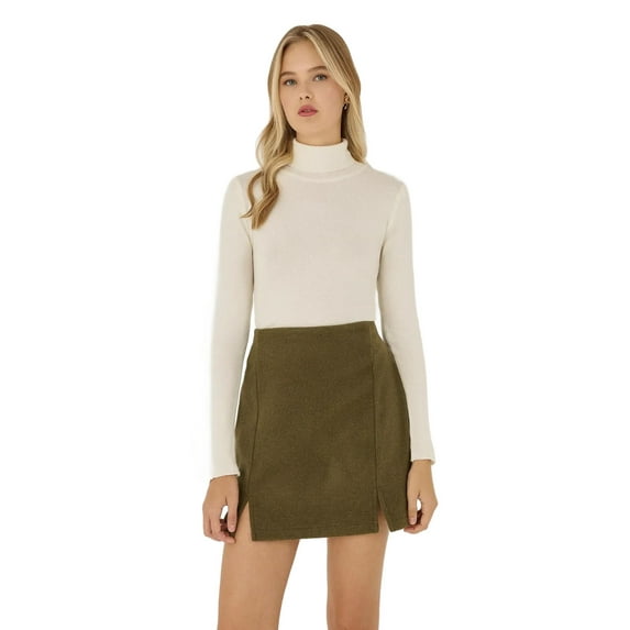 High Waist Mini Skirt with Slit