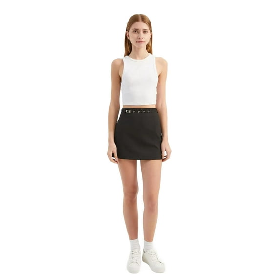 High Waist Mini Skirt with a Belt Detail