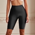 thumbnail image 1 of High Waist Neon Shiny Knee Length Workout Running Shorts For Women Sports Yoga Sessions Athletic Apparel, L, Black, 1 of 3
