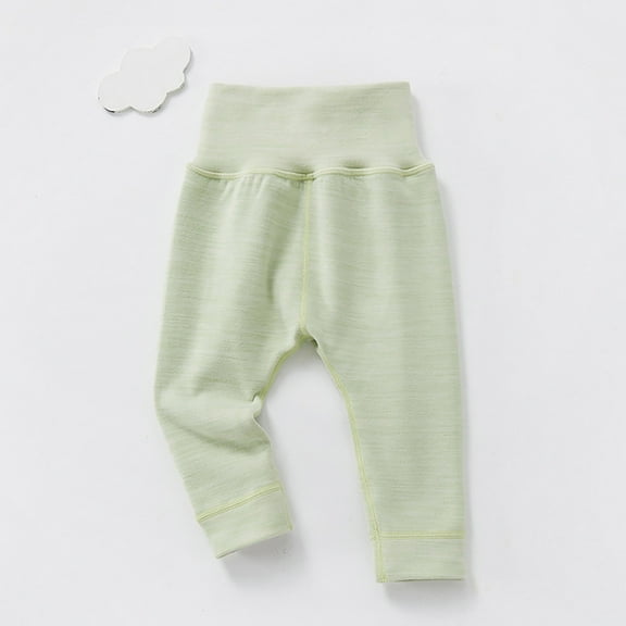 High Waist Pants Baby Thermal Pants Baby Pants Boys and Girls Leggings Long Pajama Pants Green 9-12 Months