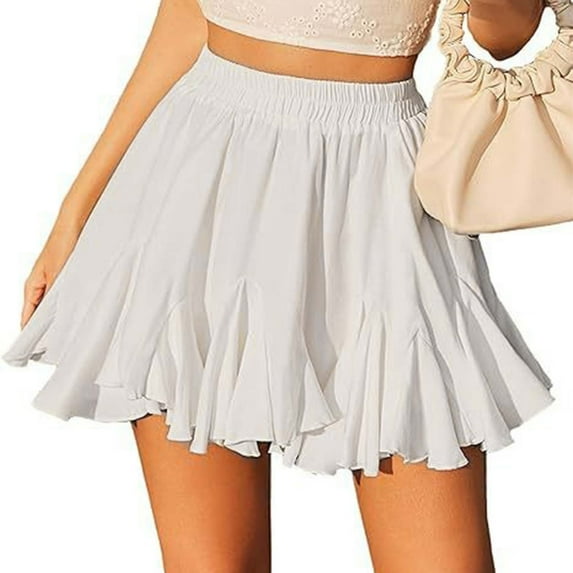 High Waist Pleated A Line Mini Skirt For Women Solid Color Elastic Waist Sports Skirt Comfortable Fashionable Skort School Skirt Midi Skirts with Slits plus Size Skirts Running Skirt Long Denim Skirt