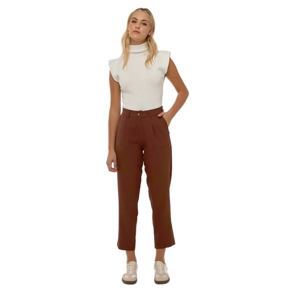 High Waist Pleated Pipe Leg Pants