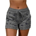 thumbnail image 1 of High Waist Pockets Beach Shorts for Womens Plus Size Stars Print Sports Shorts with Drawstring, 1 of 3
