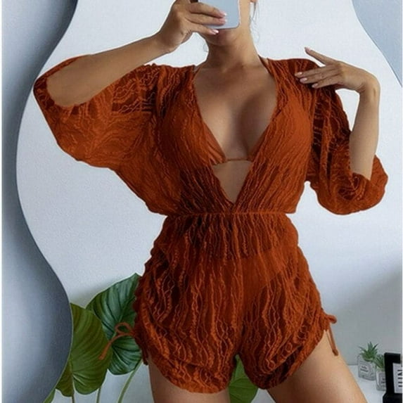 High Waist Print Drawstring Three Piece Bikini Set Swimsuit Bathing Suit Women Fashion Swimming Suits For Women Swimwear