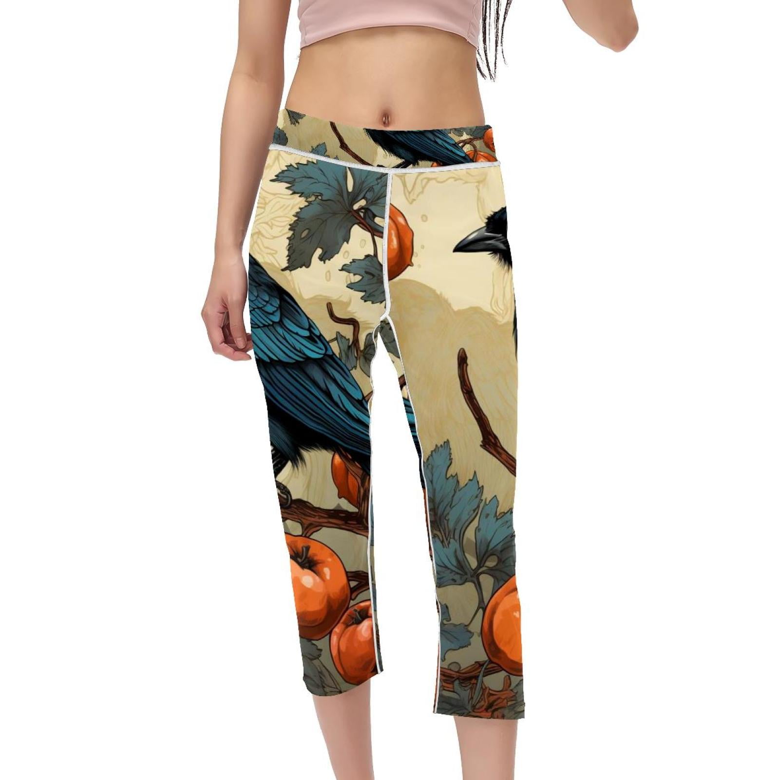 High Waist Printed Gym Pants Capris Not SeeThrough Leggings for
