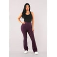 thumbnail image 1 of High Waist Rib Knit Tummy Control Flare Pants - Purple, 1 of 11