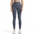 thumbnail image 1 of High Waist Ribbed Leggings with Seamless Fit - Large, Gray, 1 of 6