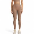 thumbnail image 1 of High Waist Ribbed Leggings with Seamless Fit - Small, Khaki, 1 of 5