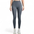 thumbnail image 1 of High Waist Ribbed Seamless Leggings with Sculpting Fit - Large, Gray, 1 of 6