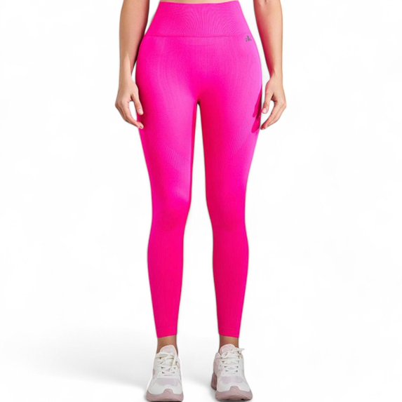 High Waist Ribbed Seamless Leggings with Sculpting Fit - Medium, Fuchsia