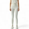thumbnail image 1 of High Waist Ribbed Texture Seamless Leggings - Large, Ivory, 1 of 6