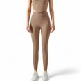thumbnail image 1 of High Waist Ribbed Texture Seamless Leggings - X Large, Beige, 1 of 6