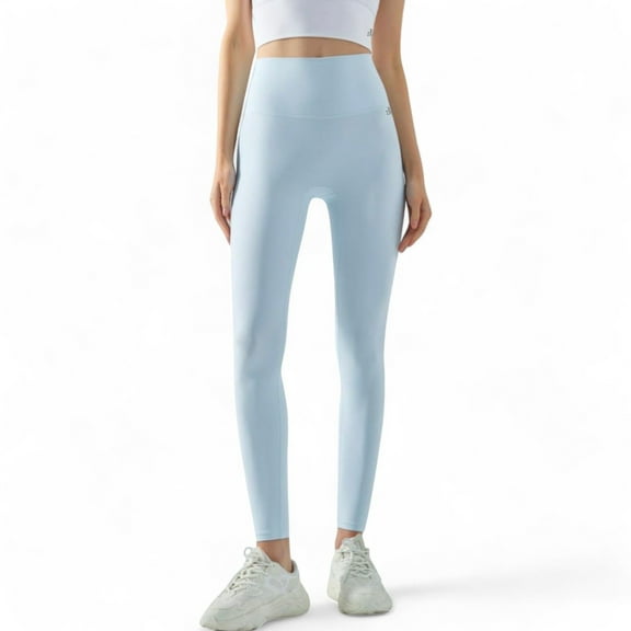 High Waist Ribbed Texture Seamless Leggings - X Large, Light Blue