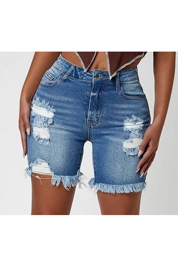 High Waist Ripped Denim Shorts