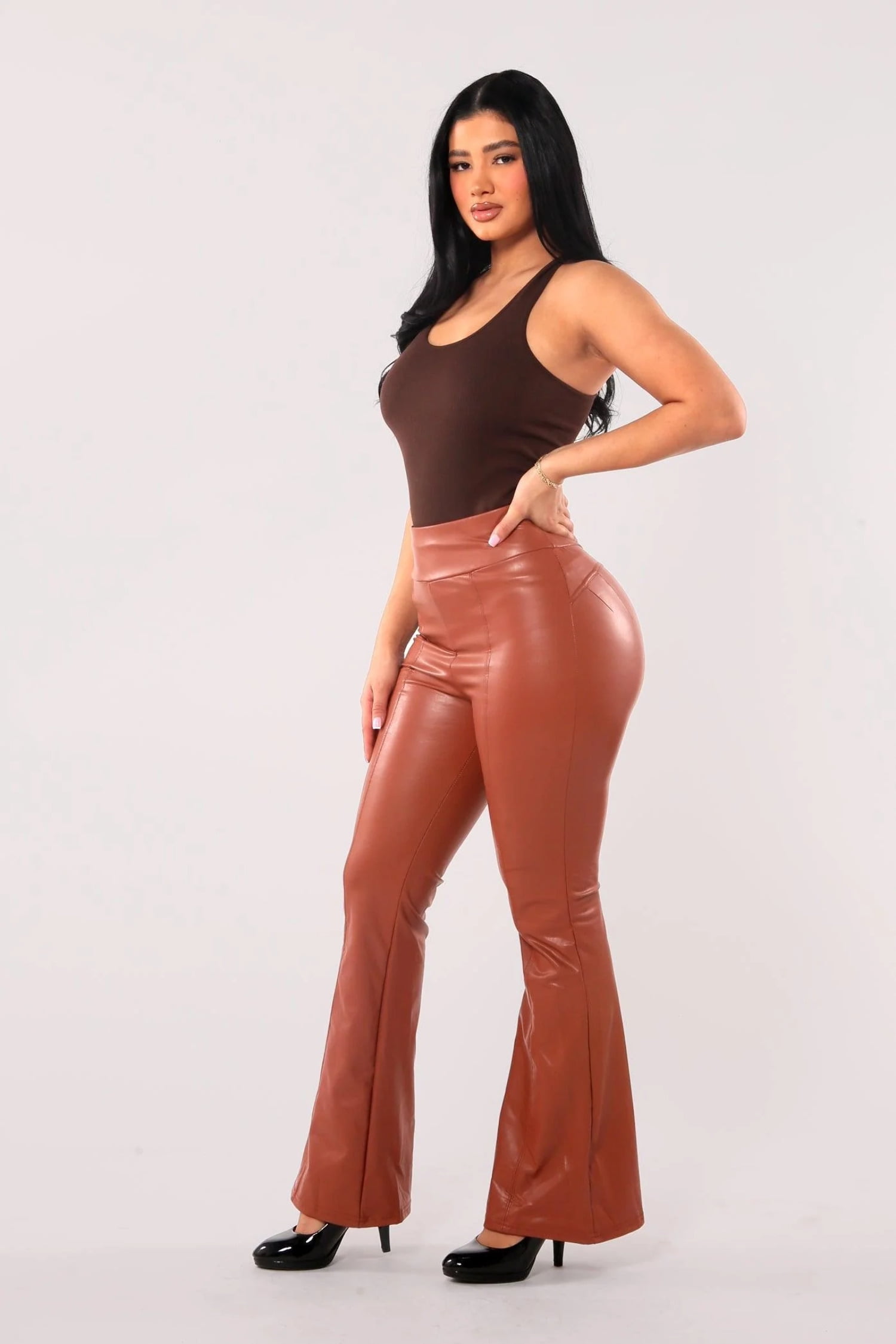 Leather Pants High Waisted Camel Pants The High Rise Vegan Leather