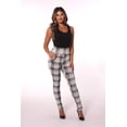 thumbnail image 1 of High Waist Sculpting Treggings With Zipper Pocket Trim - Sage  White Plaid, 1 of 9