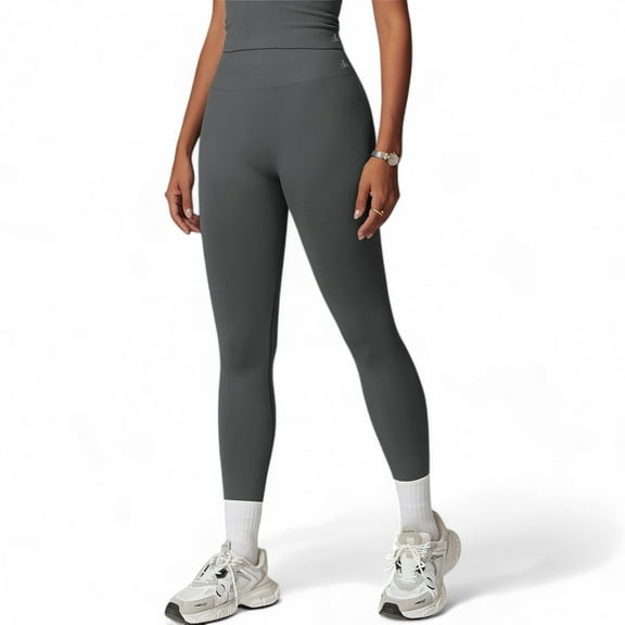High-Waist Seamless Full-Length Leggings - Medium, Gray