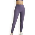 thumbnail image 1 of High Waist Seamless Full-Length Leggings with Stretch Compression Fit - Large, Purple, 1 of 5