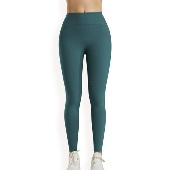 High Waist Seamless Full-Length Leggings with Stretch Compression Fit - Medium, Teal