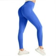 thumbnail image 1 of High Waist Seamless Leggings for Women Stretchy Ribbed Yoga Pants Full Length Athletic Tights for Workout Gym Fitness Blue L, 1 of 3