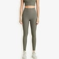thumbnail image 1 of High Waist Seamless Leggings with Stretchy Compression Fit- Large, Olive Green, 1 of 6