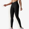 thumbnail image 1 of High Waist Seamless Ribbed Full Length Leggings- Large, Black, 1 of 6
