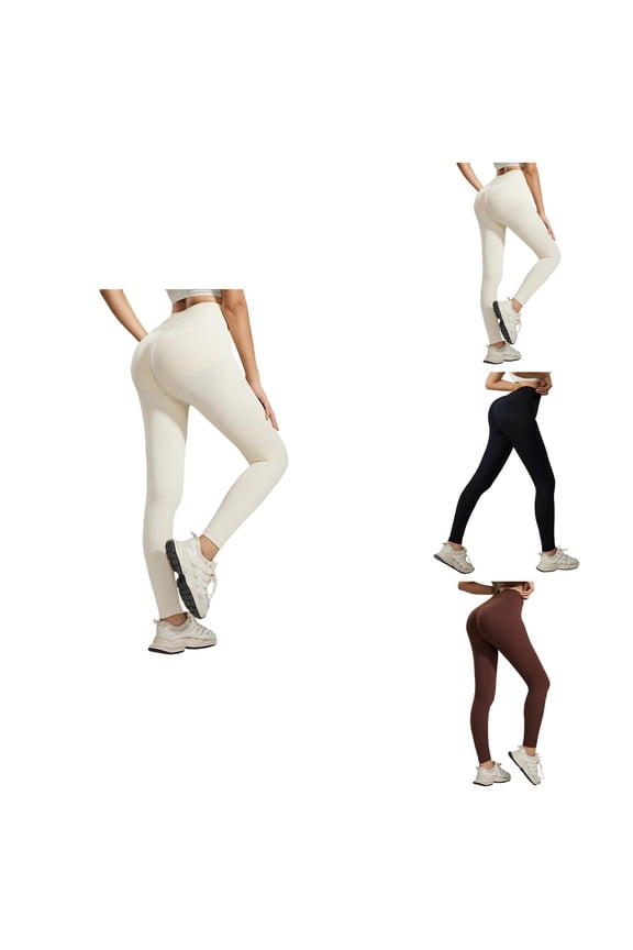 High Waist Seamless V-Back Lifting Yoga Leggings, Squat Proof Ribbed Workout Pants for Women