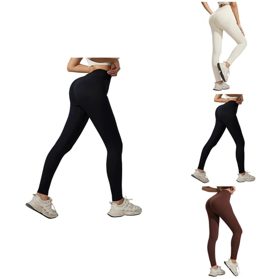 High Waist Seamless V-Back Lifting Yoga Leggings, Squat Proof Ribbed Workout Pants for Women