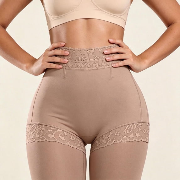 High-Waist Shapewear Panties for Women With Lace Trim