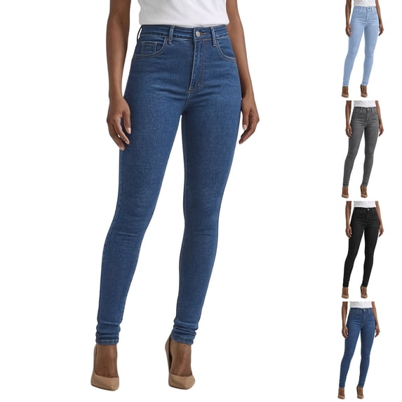 High Waist Skinny Jeans for Women, Stretch Denim Pencil Pants with Button Fly - Slim Fit Casual Leggings Style Trousers Light Blue XL