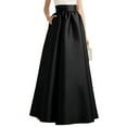 thumbnail image 1 of High Waist Skirt For Women Taffeta Black Long Maxi Skirt With One Pocket, 1 of 5