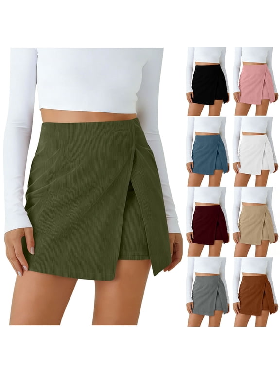 High Waist Skirts for Women Casual Cargo Skirt Workout Tennis Skorts with Pockets Summer Skirts Brown XL
