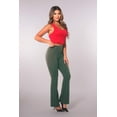 thumbnail image 1 of High Waist Soft Brushed Stretch Knit Flare Pants - Dark Green, 1 of 8