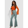 thumbnail image 1 of High Waist Soft Brushed Wide Flare Pants - Teal, Orange Floral, 1 of 9