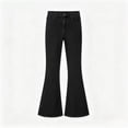 thumbnail image 1 of High Waist Solid Black Flare Jeans for Women - High Stretch Washed Bell Bottom Denim Trousers Retro Style for Modern Daily Look, 1 of 8