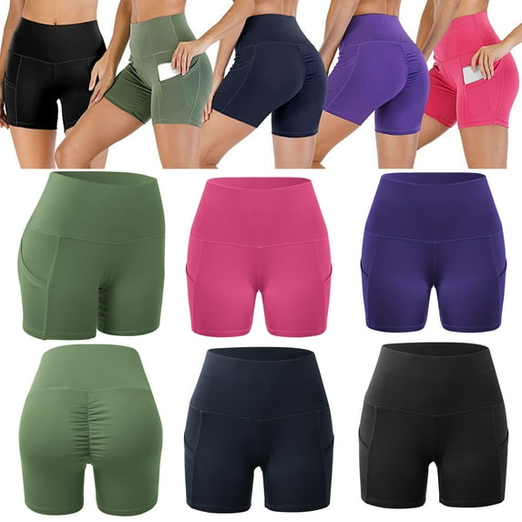 High Waist Spandex Running Shorts For Yoga With Pocket For Yoga Rope Skipping Fishing Shuttlecock Kicking Jogging
