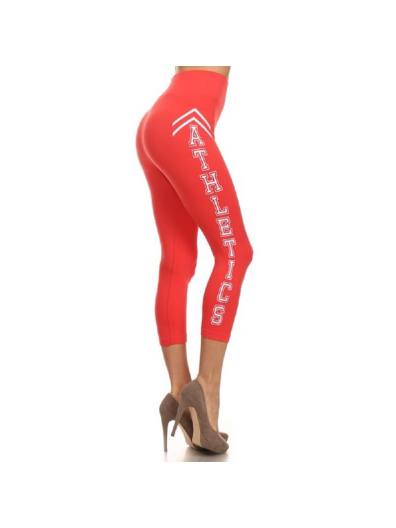 High Waist Sports Yoga Pants Seamless Capri Leggings, Coral
