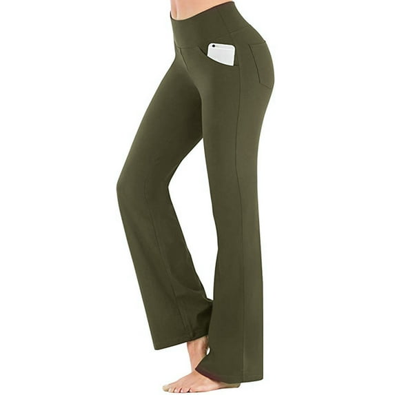 High Waist Sports Yoga Pants Womens Loungewear with Pockets Bootcut Gym Fitness Activewear Trousers Stretch Workout Pilates Pants