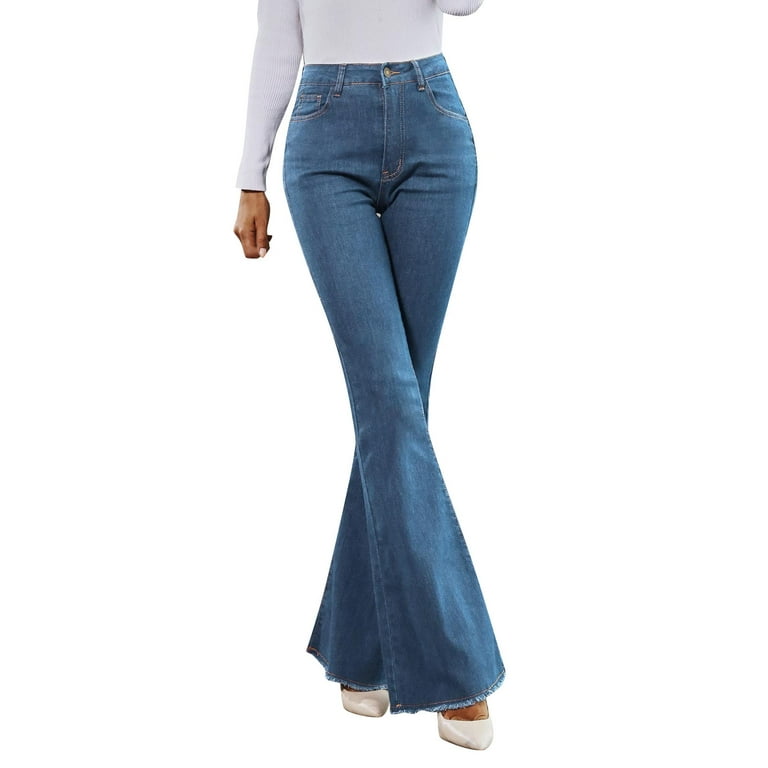 High Waist Spring And Autumn New Wide Leg Elastic Slim Stitching Denim  Flared Jeans Womens Tall Pants Designer Pants for Women 