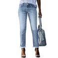 thumbnail image 1 of High Waist Straight Leg Boyfriend Jeans Jeans for Women Travel Cropped Pants Cowgirl Outfits Y2K Frayed Raw Hem Ripped Distressed Jean Trendy Stretchy Baggy Jean Ankle Denim Pants With Pockets, 1 of 5