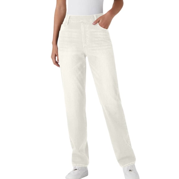 High Waist Straight Leg Jeans for Women Classic Fit Five Pocket Design Durable Denim Fabric Casual Style Pants