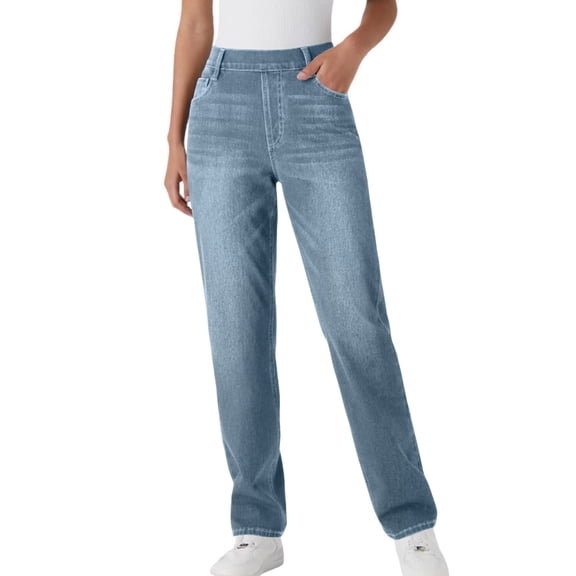 High Waist Straight Leg Jeans for Women Classic Fit Five Pocket Design Durable Denim Fabric Casual Style Pants