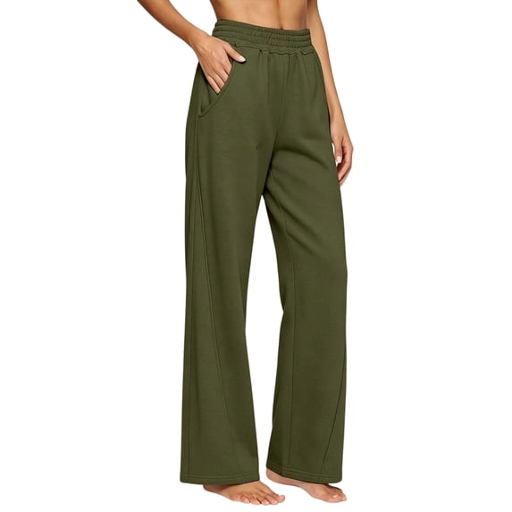 High Waist Straight Leg Pants for Womens Breathable Comfy Running Sports Trousers with Pockets M