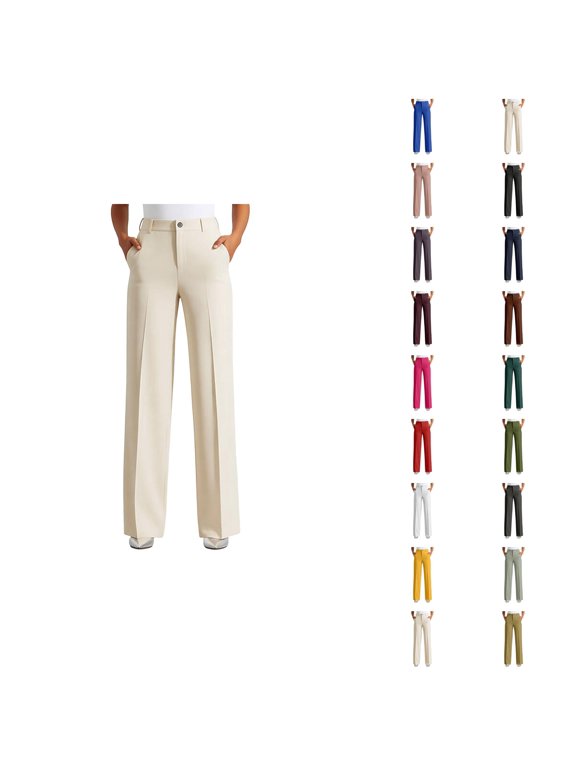 High Waist Straight Leg Trousers For Soft Drape Pants Comfortable Casual Wide Leg Dress Pants Elegant Minimalist Work Slacks