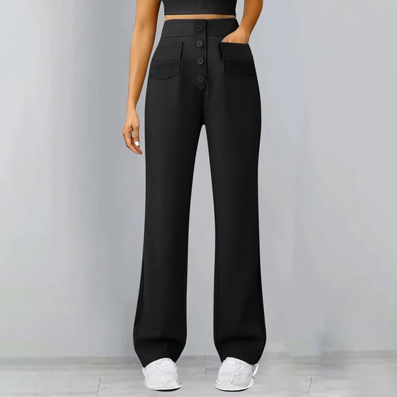 High Waist Stretch Fleece Lined Cargo Pants Women Relaxed Fit Baggy Multiple Pockets Straight Leg Pants