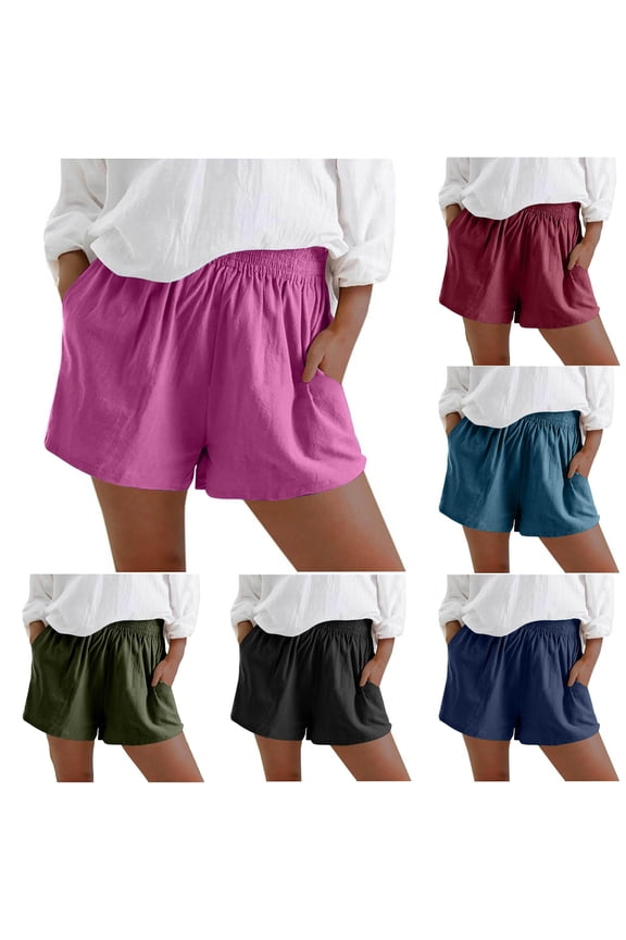 High Waist Summer Shorts For Loose Fit Casual Beach Shorts with Wide Leg Comfortable Elastic Waistband Womens Tunic Tops Short Sleeve