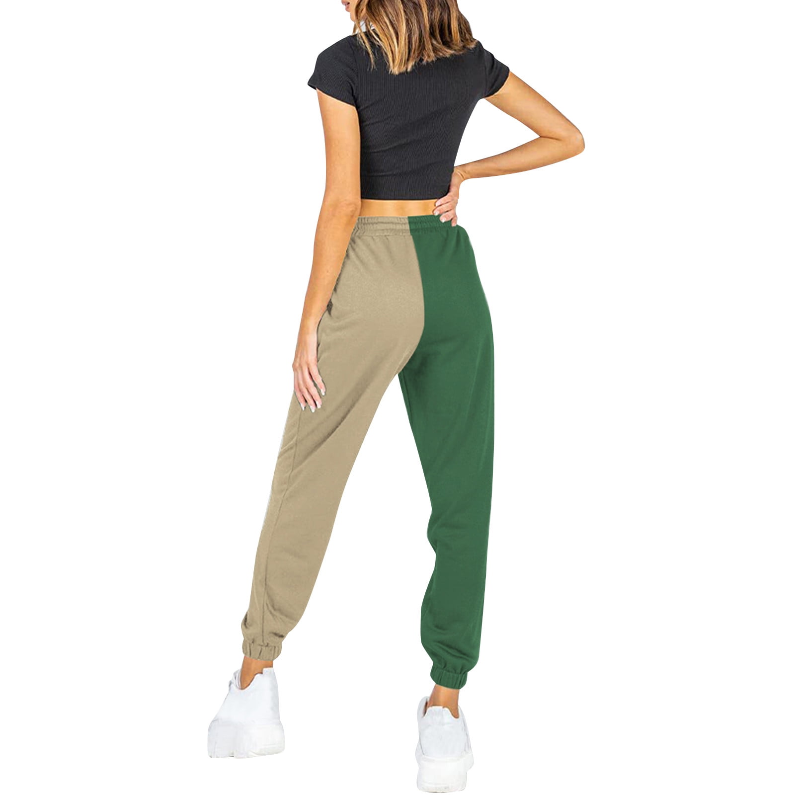 labakihah yoga pants with pockets for women women casual solid plus velvet  leggings splice pants slim pants trousers yoga pants sweatpants army green  
